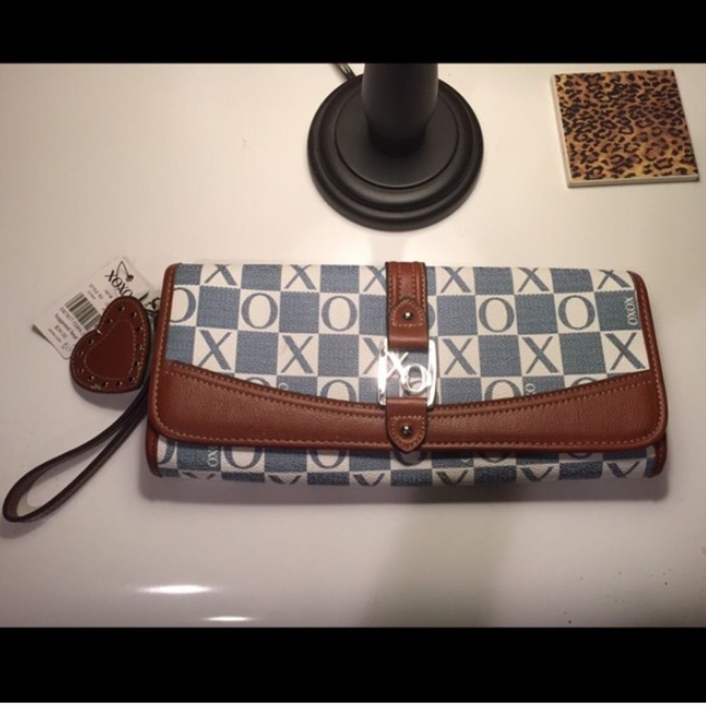 Vintage XOXO Leather & Denim Wristlet